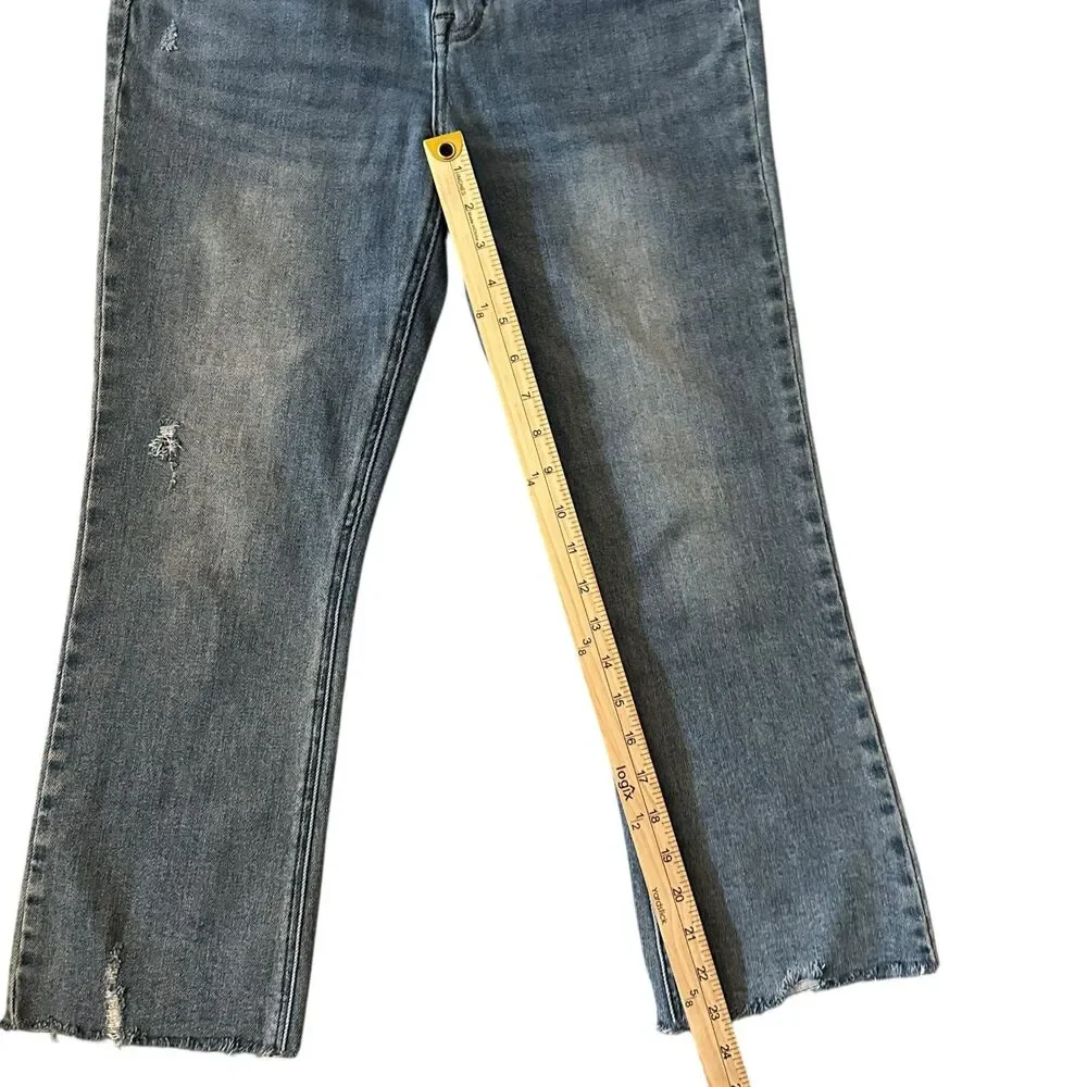 Pistola Women's Cropped‎ Stretchy Distressed Straight Leg Jeans Size 28